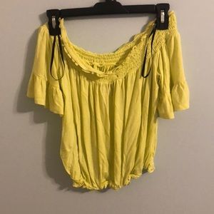Yellow off the shoulder shirt